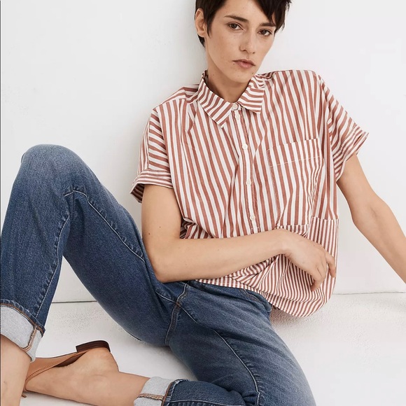 Madewell Tops - Madewell Red and White Striped Button Down Shirt